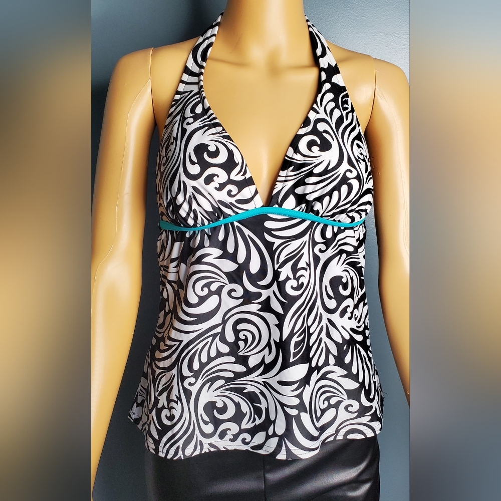 TANKINI SIZE S ⛱️ SWIMWEAR BRAND.BLACK, WHITE AND TURQUOISE.